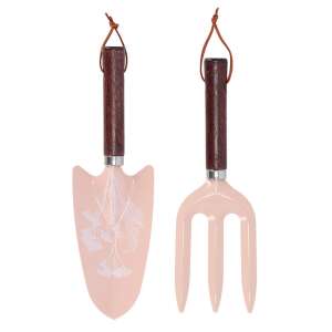 Kertészkedési szerszámkészlet rózsaszínben, lapáttal és kézi villával, vadvirág mintával - Ültetőszerszám