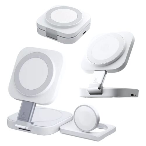 BRAGUS 3-in-1 MagSafe Wireless Charger various angles, foldable design