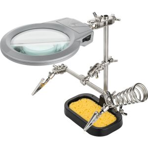 Goobay Lupe mit Krokodilklemmen und Lötkolbenhalter - Lötgeräte