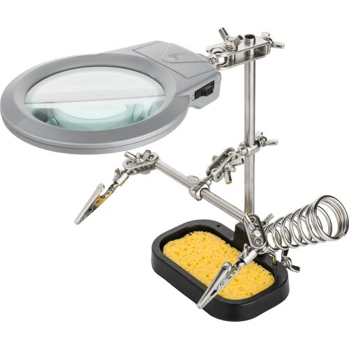 Goobay Lupe mit Krokodilklemmen und Lötkolbenhalter