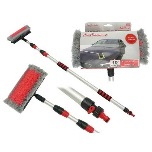 Alfa VI teleszkópos autómosó kefe 10 hüvelykes mosófejjel, 130-300 cm állítható hosszúságú, CarCommerce márka