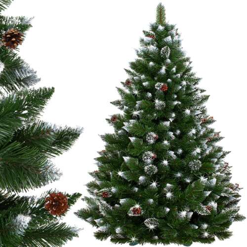 Christmas Crystal Ice artificial fir tree with snow-covered tips and cones, 180 cm