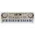 61-key electronic keyboard with microphone, power adapter, and music stand