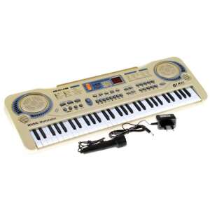 61-key electronic keyboard with microphone, power adapter, and music stand - Nonbrand Toy Instrument