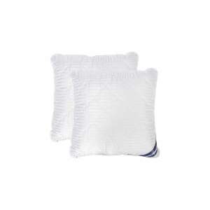 2 pack white striped microfiber quilted pillow set 70x70 cm with blue trim - Interior design