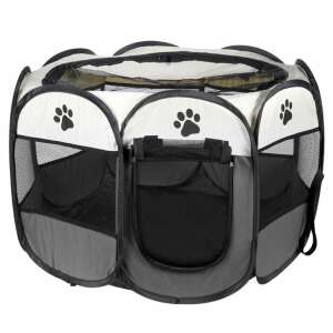 Foldable dog playpen, grey, for puppies and small dogs, indoor and outdoor use - Dog Kennel & Run