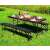 ModernHome 180cm folding table and 2 bench set for 8 people, black, in use