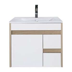 Luna 60 fürdőszoba alsószekrény mosdóval, fehér és sonoma tölgy kivitel - Leziter