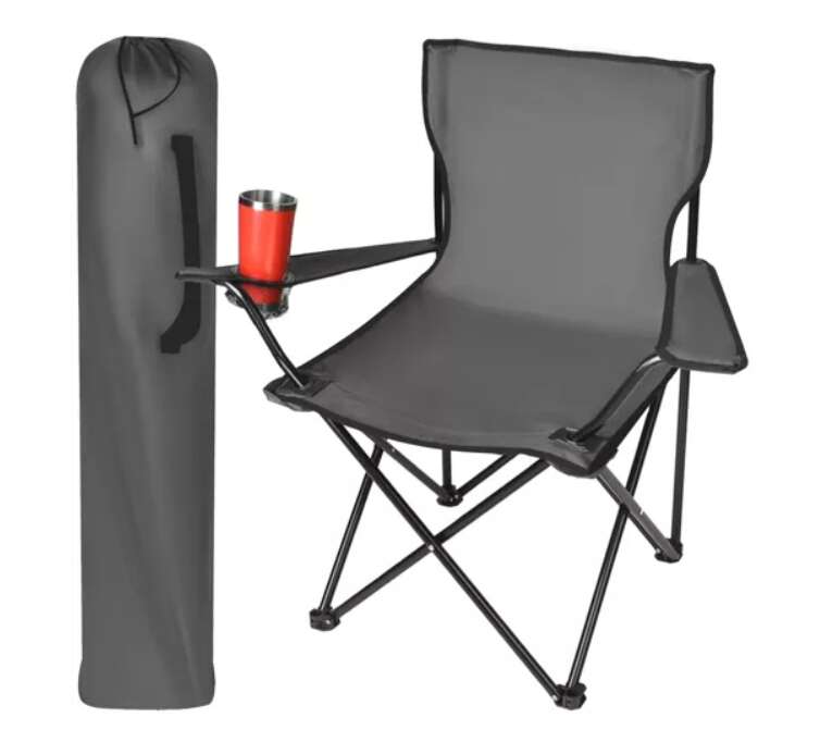 Trizand összecsukható Kempingszék pohártartós karfával - szürke