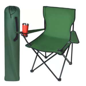 Scaun pliabil de camping Trizand cu suport pentru pahare și cotiere, verde - Trizand