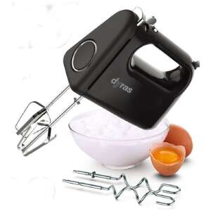 Dyras HM753-B Fekete kézi mixer, 300W, 5 sebességi fokozat, 2 habverővel és 2 dagasztó szár - Kézi aprító, Kézi mixer, Gyümölcscentrifuga és préselő és Elektromos tésztagép