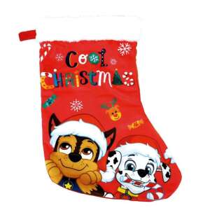 Vianočná ponožka Paw Patrol s Chaseom a Marshallom, červená s bielym kožúškom, 42 cm - Vianočné dekorácie