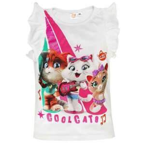 44 Cats Cool Cats Kurzarm-T-Shirt für Mädchen, weiß mit rosa und grünen Details, mit den 44 Cats-Charakteren - Babys & Toddler