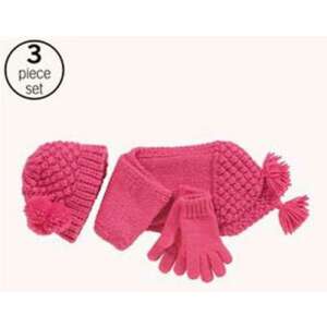 Rosa gestrickte Mütze, Schal und Handschuhe Set für Mädchen, 11-13 Jahre alt - Kindermützen, Sets