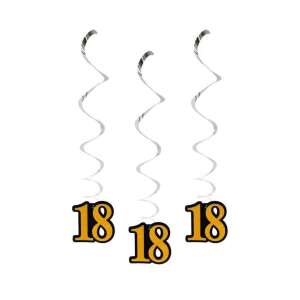 Godan La Mulți Ani 18 de ani Decoratiuni Agățate cu Spirale, Set de 3 - Accesorii pentru petrecere