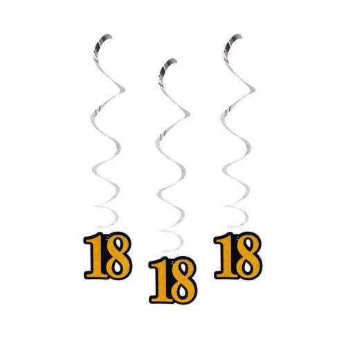 Godan La Mulți Ani 18 de ani Decoratiuni Agățate cu Spirale, Set de 3
