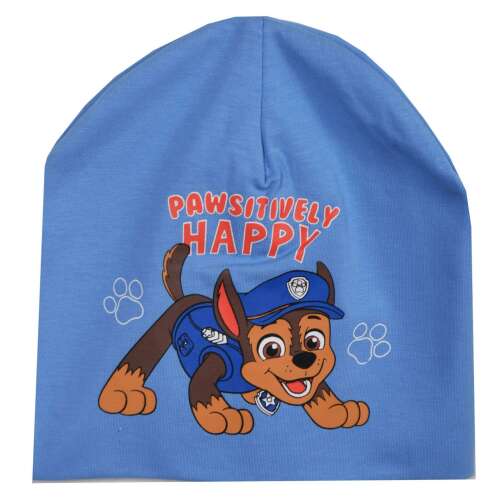 Čiapka Nickelodeon Paw Patrol Chase pre deti, modrá s nápisom Pawsitively Happy a postavičkou Chase