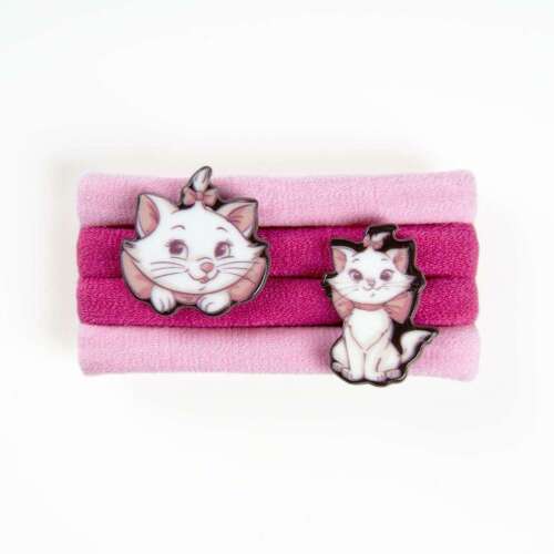 Rosa Haargummis mit Marie-Katzen-Design, 4er-Set