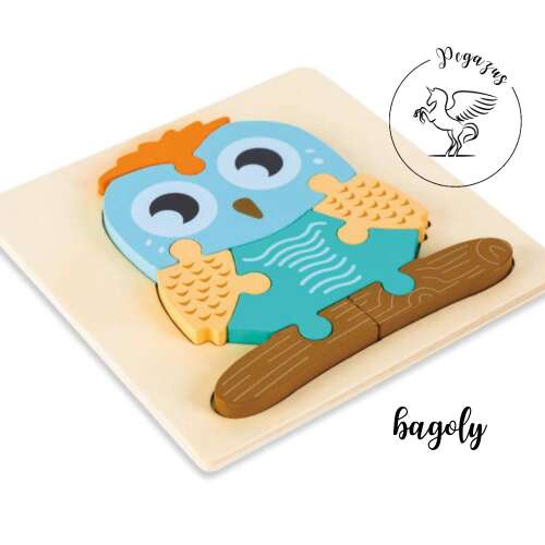 Fa bagoly puzzle babáknak, a Baba 3D puzzle kollekció része. Ez a puzzle segít fejleszteni a problémamegoldó képességeket és a finommotoros készségeket. - Baba puzzle