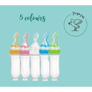 Adagolós etetőkanál – 90 ml bébiétel adagoló kanál, kék, rózsaszín, fehér, sárga, zöld - Gyerek evőeszköz