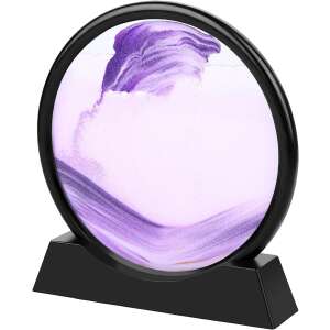 Декорация за дома, бюро тип пясъчен часовник, стъкло/3D пясък, 26x27 см, лилаво/черно