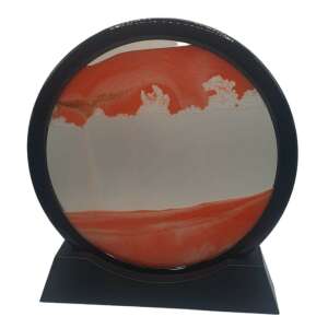 Декорация за дома, бюро пясъчен часовник, стъкло/3D пясък, 26x27 см, светло червено/черно