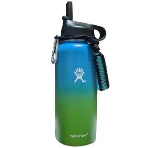 Hydro Flask 946 ml Sticlă de apă din oțel inoxidabil cu izolare vacuum, cu capac cu pai, albastru/verde - Transportatori de alimente și băuturi