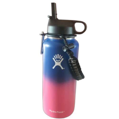 Hydro Flask 946 ml Termoska z nerezovej ocele s vákuovou izoláciou a slamkou, prechod farieb od ružovej po modrú