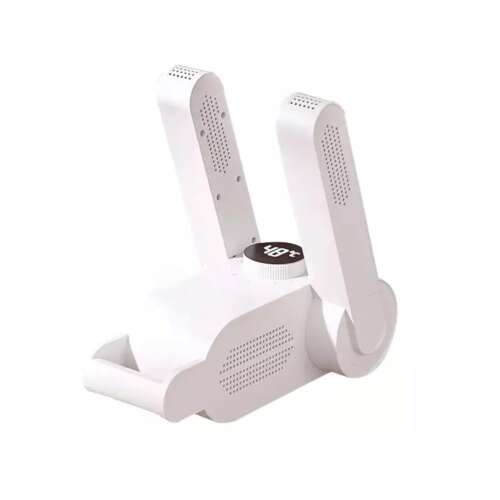 Biały elektryczny suszarka do butów z teleskopowymi ramionami, 360-stopniowe pokrycie, do suszenia butów i kozaków