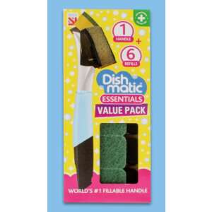 Dishmatic Essentials Value Pack, 1 nyél és 6 utántöltő, mosogatószivacs, konyhai tisztítás - Mosogatószivacs