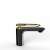 Momali Basin Mixer Tap, Brass Body and Zinc Handle, Ceramic Cartridge, with Aerator, Black with Gold Color, Mounting Set and Two Flexible Connections Included 109352783