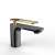 Momali Basin Mixer Tap, Brass Body and Zinc Handle, Ceramic Cartridge, with Aerator, Black with Gold Color, Mounting Set and Two Flexible Connections Included 109352783