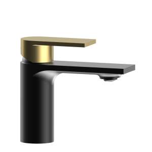Momali Modern Bathroom Sink Faucet, Black with Gold Handle - Nonbrand Faucet