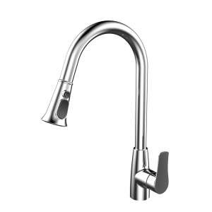Momali kitchen sink faucet, pull-out sprayer, brass body, zinc handle, chrome finish - Nonbrand Faucet