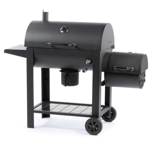 Grill węglowy Fieldmann FZG 1018 z wędzarką, czarny, grill 2 w 1 i wędzarnia, grill ogrodowy, grill ogrodowy, grill węglowy, duży grill, czarny grill, grill węglowy na kółkach