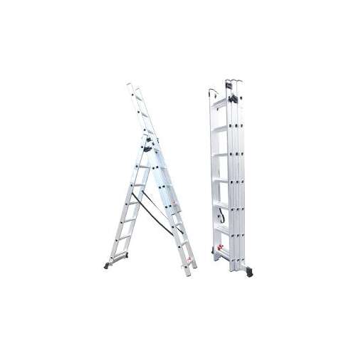 FIELDMANN FZZ 4307 Háromrészes létra, kinyitott és összehajtott állapotban - Létra és állvány