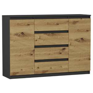 Komód 4 fiók - 2 ajtó - R140-S4 antracit - artisan tölgy, modern komód 4 fiókkal és 2 ajtóval, antracit és artisan tölgy színben - Baba & Tipegő