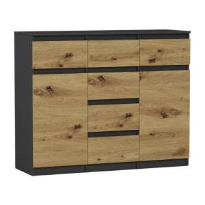 Komód 6 fiók 2 ajtó - S62-D antracit - artisan tölgy