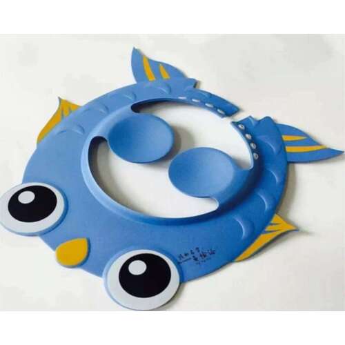 Kék, hal alakú, állítható méretű hajmosó sapka gyerekeknek