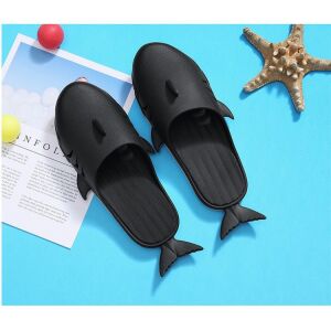 Cá-Papucs fekete cápa papucs kék háttérrel - Női lábbeli