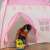 Child Playing with Toy Bus in Kruzzel Flower Play Tent, Pink and White