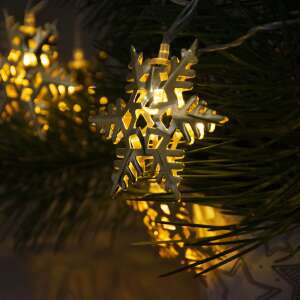 Meleg fehér, vezetékes Fényfüzér 10db izzóval 3m - Hópehely