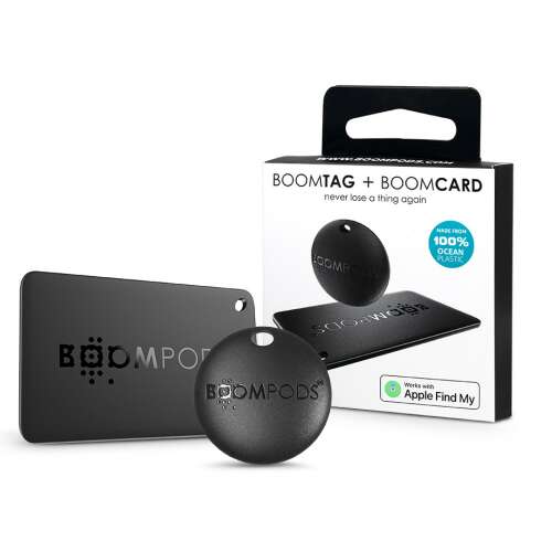 Boompods Boomtag és Boomcard 2 darabos csomag fekete csomagolásban