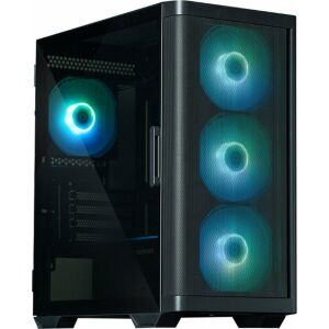 Angled view of Zalman M4 Black mATX PC Case with RGB fans - Zalman