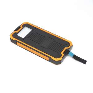 Napelemes Powerbank LED lámpával / 2 x USB port, 2000 mAh, narancs-fekete