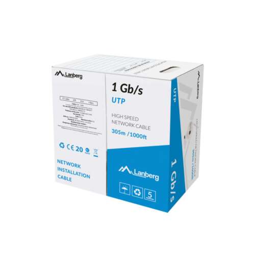 Lanberg UTP CAT5e Patch kábel 305m - Sárga, 1Gb/s nagy sebességű hálózati kábel - UTP kábel