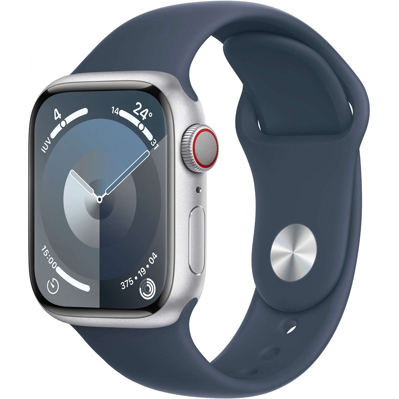 Apple watch s9 aluminium cellular 41mm silber (sportarmband sturm...