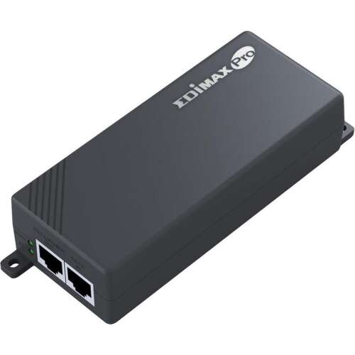EDIMAX Pro GP-101IT Gigabit PoE+ Injektor, 30 Watt teljesítmény kimenet, fekete, 2 port