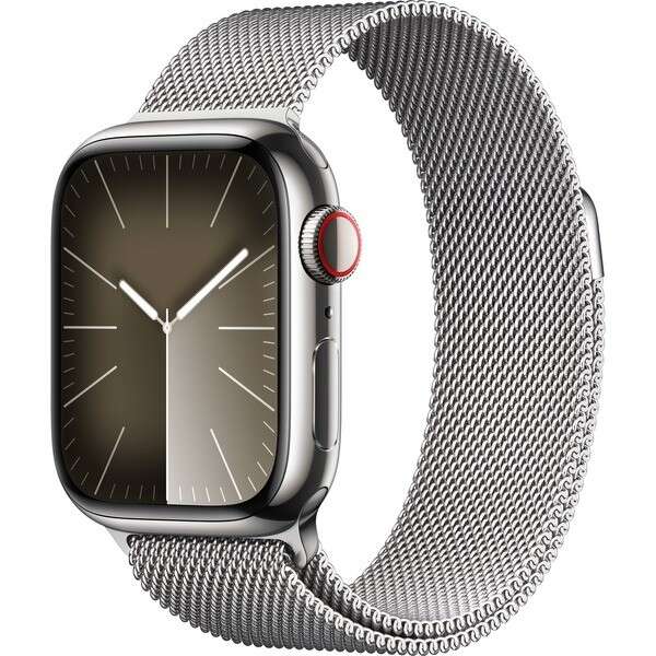 Apple watch s9 edelstahl cellular 41mm silber (milanaise silber)...