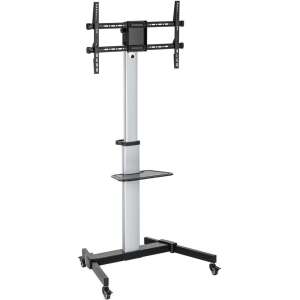 Equip 650630 TV stand with wheels, silver, 86 inch - TV Stand and Wall Mount